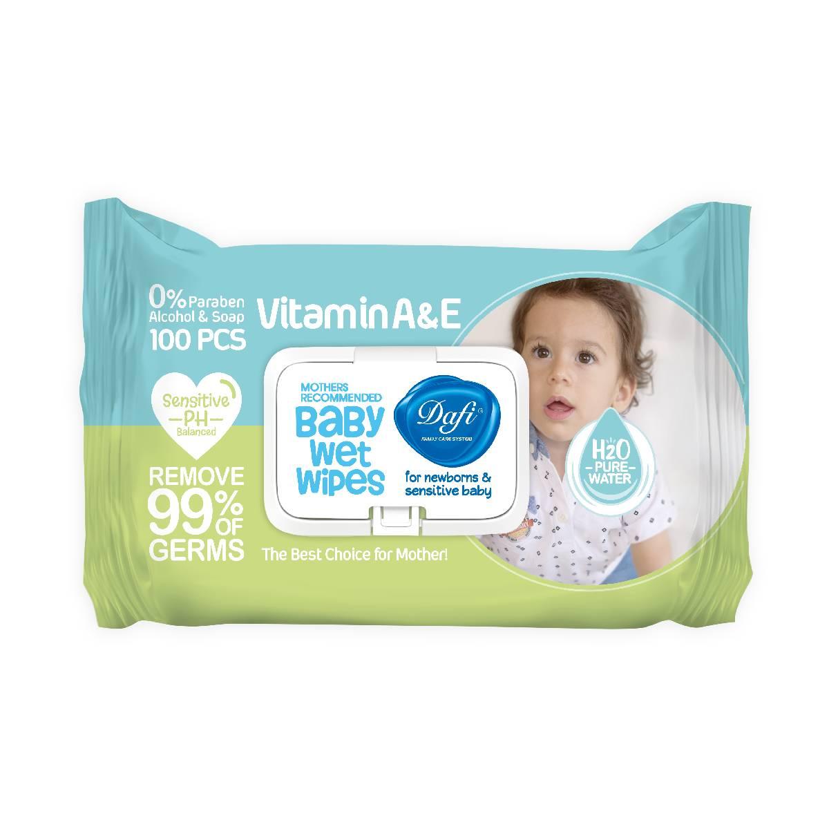 Dafi Vitamin A & E Wet Wipes For Sensitive Baby Skin